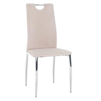 Jedálenská stolička, béžová Dulux Velvet látka/chróm, OLIVA NEW P1, poškodený tovar