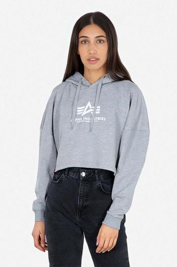 Mikina Alpha Industries Sweats & Hoodys 116057.230-grey, dámska, šedá farba, s kapucňou, s potlačou