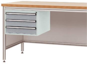 Manuflex ZB4622.9006  Spodná konštrukcia krytu pre pracovné stoly ALU, využiteľná výška 300 mm s 3 zásuvkami, pre hĺbku