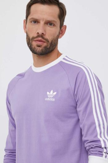 Tričko s dlhým rukávom adidas Originals pánske, fialová farba, s nášivkou