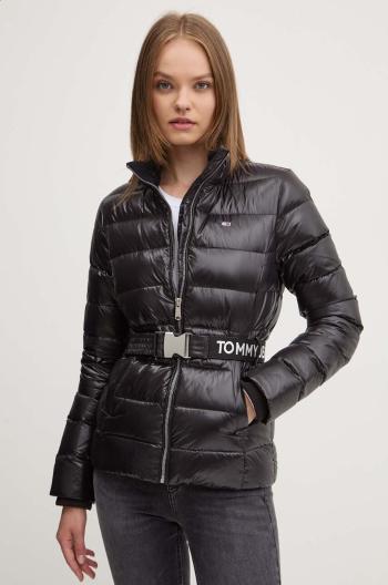 Páperová bunda Tommy Jeans dámska, čierna farba, zimná, DW0DW18826