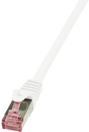 LogiLink CQ2011S RJ45 sieťové káble, prepojovacie káble CAT 6 S/FTP 25.00 cm biela samozhášavý, s ochranou 1 ks