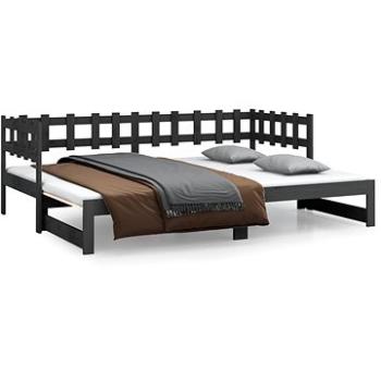 Výsuvná posteľ sivá 2× (90 × 190) cm masívna borovica, 820778
