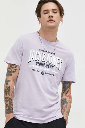 Bavlnené tričko Jack & Jones JJSTAR fialová farba, s potlačou, 12231477