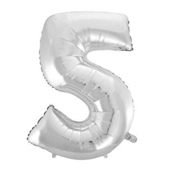 Balón fóliový číslica strieborná – silver 102 cm – 5 (8435102305364)