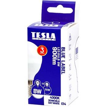 TESLA LED žiarovka miniglobe BULB E14, 8 W, denná biela (MG140840-7)