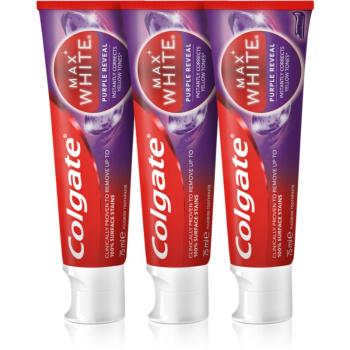 Colgate Max White Purple Reveal osviežujúca zubná pasta 3x75 ml