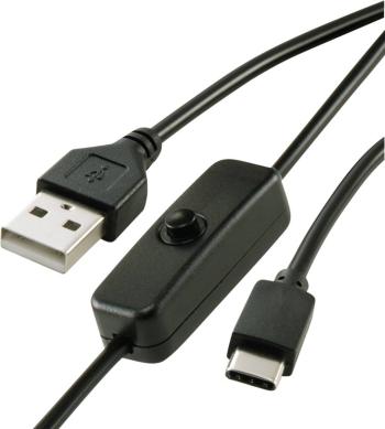Renkforce  napájací kábel Raspberry Pi [1x USB 2.0 zástrčka A - 1x USB-C ™ zástrčka] 1.00 m čierna vr. vypínače