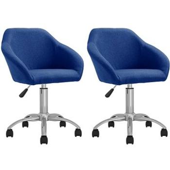 Otočné jedálenské stoličky 2 ks modré textil, 330502