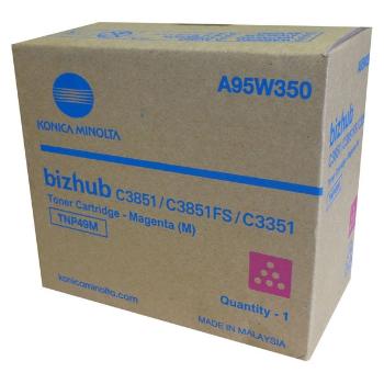 Konica Minolta originál toner A95W350, magenta, 12000str., TNP-49M, Konica Minolta Bizhub C3351, Bizhub C3851, Bizhub C3851FS, O, purpurová