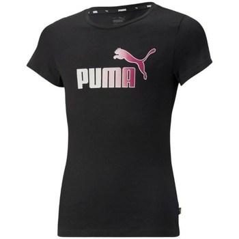 Puma  Tričká s krátkym rukávom Ess Bleach Logo Tee JR  Čierna