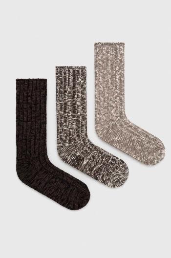 Ponožky Abercrombie & Fitch 3-pak pánske, hnedá farba