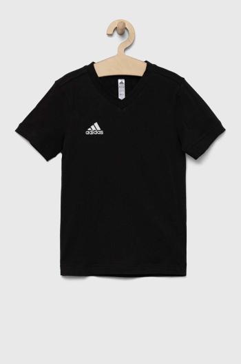 Detské bavlnené tričko adidas Performance ENT22 TEE Y čierna farba, s nášivkou