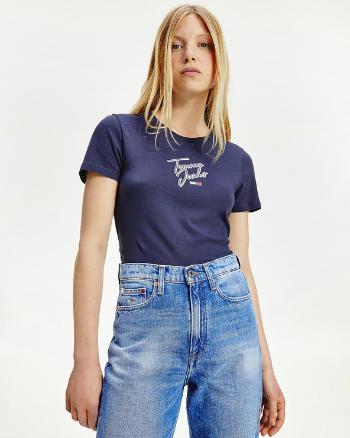 Tommy Jeans Skinny Script Tee Tričko Modrá