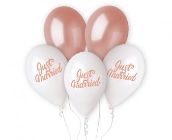 Godan Sada latexových balónov - Just Married ružovozlaté 5 ks