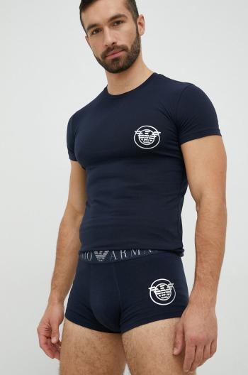 Tričko a boxerky Emporio Armani Underwear tmavomodrá farba, s potlačou