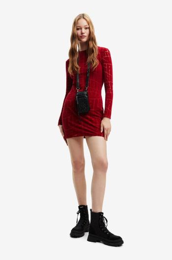 Šaty Desigual červená farba, mini, priliehavá