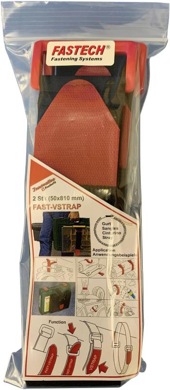 FASTECH® 906-810-Bag pásik so suchým zipsom s popruhom háčiková a flaušová časť (d x š) 810 mm x 50 mm čierna, červená 2
