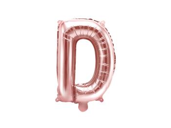 PartyDeco Fóliový balón Mini - Písmeno D 35 cm ružovo-zlatý