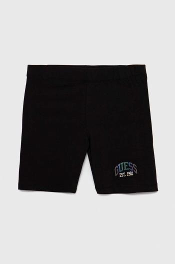 Detské krátke nohavice Guess čierna farba, jednofarebné