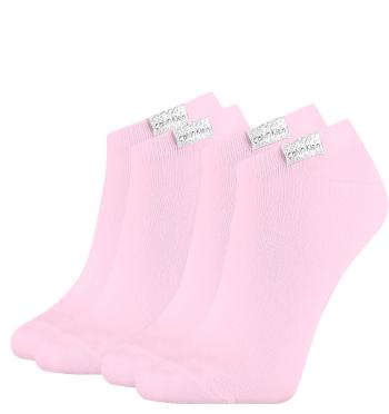 CALVIN KLEIN - 2PACK magenta členkové ponožky z organickej bavlny-UNI