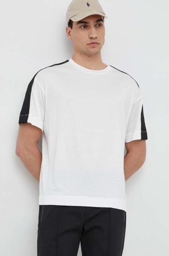 Tričko Emporio Armani pánske biela farba, s nášivkou