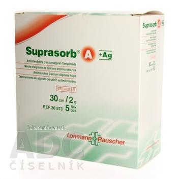 SUPRASORB A+AG TAMPONÁDA kalciumalginátová antimikrobiálna (30 cm/2 g) 1x5 ks