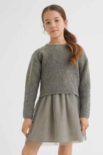 Dievčenské šaty Mayoral šedá farba, mini, rovný strih