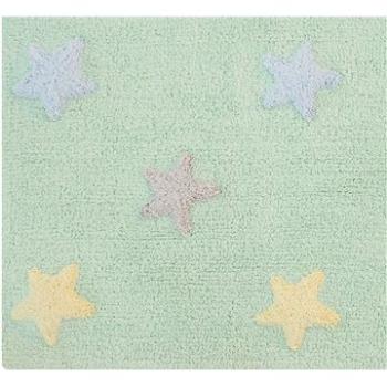 Bio kusový, ručně tkaný Tricolor Stars Soft Mint 120×160 cm (264909-75079)