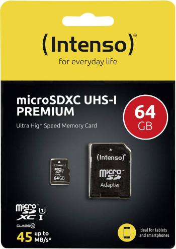 Intenso Premium pamäťová karta micro SDXC 64 GB Class 10, UHS-I vr. SD adaptéru