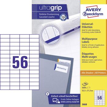 Avery-Zweckform 3668 etikety 52.5 x 21.2 mm papier  biela 5600 ks permanentné univerzálne etikety atrament, laser, kópie