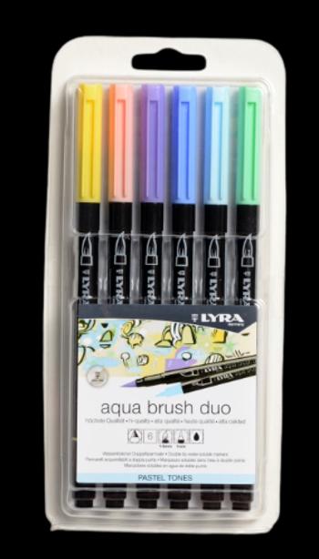 LYRA AQUA BRUSH DUO - Popisovače s dvomi hrotmi 6 ks (pastelové odtiene)