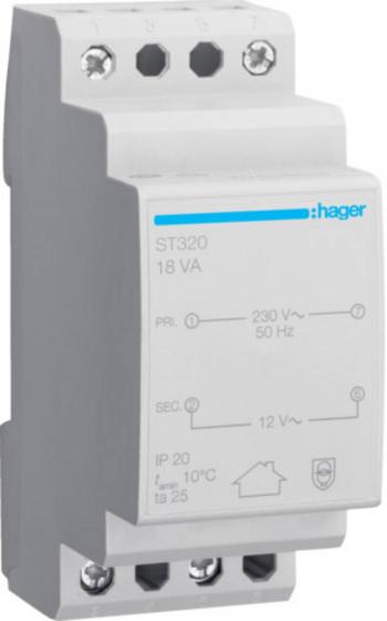Hager ST320 bezpečnostný transformátor 12 V 1.5 A