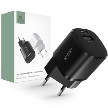 Tech-Protect C20W sieťová nabíjačka USB / USB-C 20W QC PD, čierna