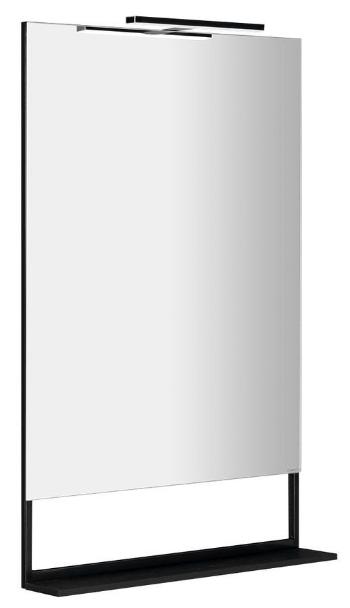 SAPHO - ERUPTA zrkadlo s poličkou a LED osvetlením 60x95x12cm, čierna matná ERU310