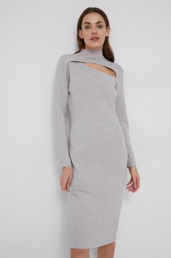 Vlnené šaty Answear Lab šedá farba, mini, priliehavé