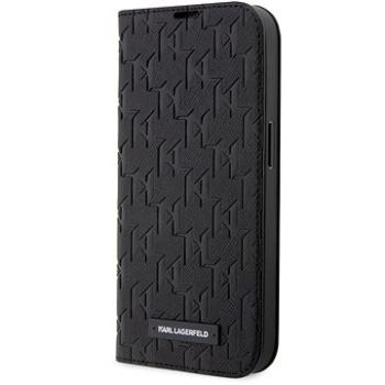 Karl Lagerfeld Saffiano Monogram Book Pouzdro na iPhone 14 Pro Black (KLBKP14LSAKLHPK)