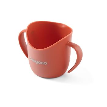 BABYONO Hrnček ergonomický s uškami 120 ml coral 6m+