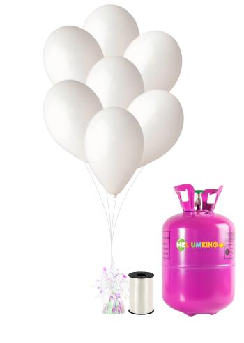 HeliumKing Hélium párty set s bielymi balónikmi 20 ks