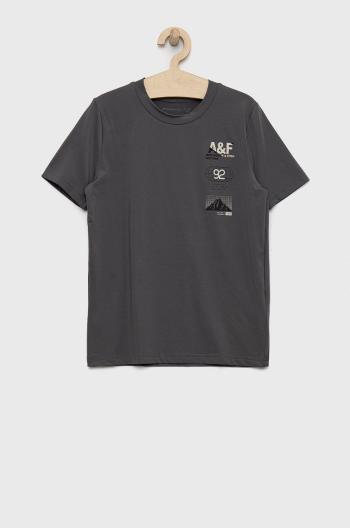 Detské tričko Abercrombie & Fitch šedá farba, s potlačou