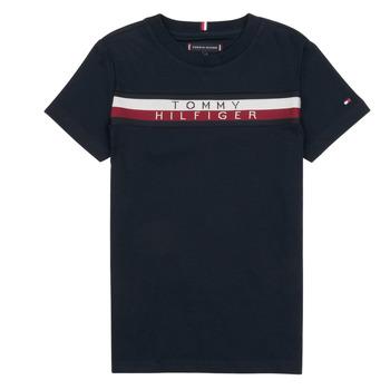 Tommy Hilfiger  Tričká s krátkym rukávom GLOBAL STRIPE TEE S/S  Námornícka modrá