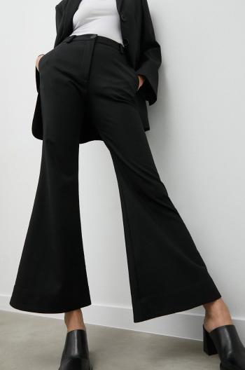 Nohavice s prímesou vlny By Malene Birger dámske, čierna farba, zvony, vysoký pás
