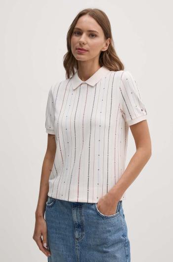 Polo tričko Tommy Hilfiger dámske, béžová farba, WW0WW42614