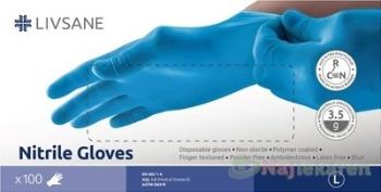 LIVSANE Nitrilové rukavice veľ.L nesterilné, modré 100 ks