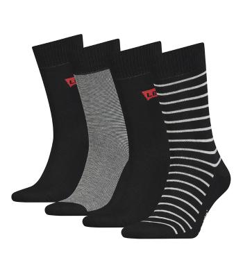LEVI`S - 4PACK Levi`s regular cut stripes black ponožky v darčekovom balení-39-42