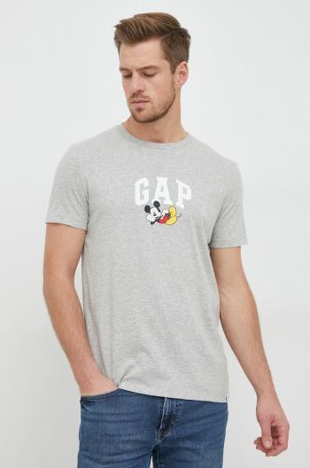 Bavlnené tričko GAP Mickey Mouse šedá farba, s potlačou