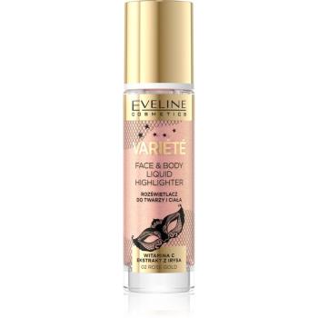 Eveline Cosmetics Variété tekutý rozjasňovač na tvár a telo odtieň 02 Rose Gold 30 ml