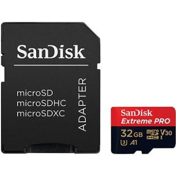 SanDisk micro SDHC 32 GB Extreme Pro A1 UHS-I (V30) + SD adaptér (SDSQXCG-032G-GN6MA)