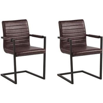 Sada 2 jedálenských stoličiek v hnedej farbe z ekokože BUFORD , 244331 (beliani_244331)