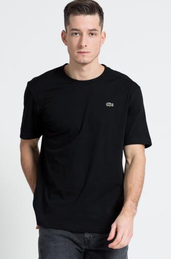 Tričko Lacoste čierna farba, jednofarebné